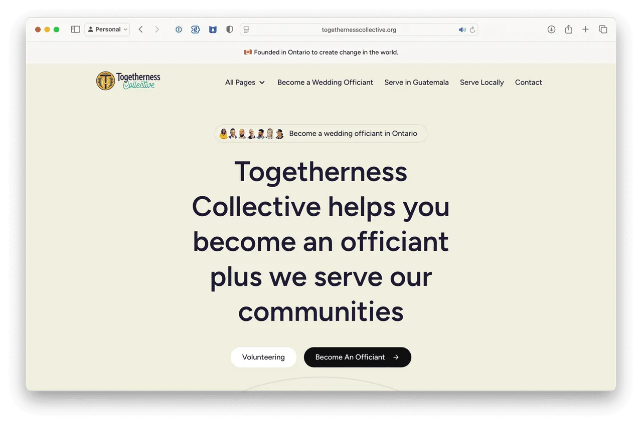 Togetherness Collective new website build screenshot ⌘