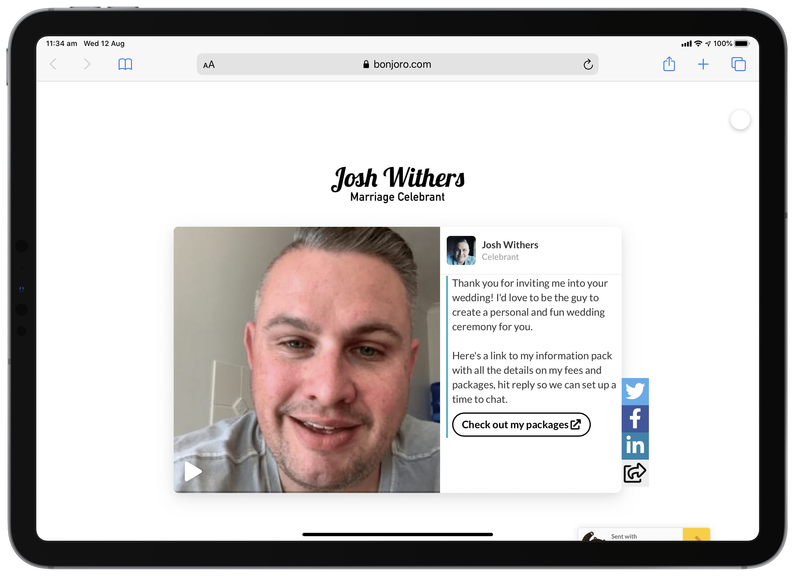 Screenshot fo a Bonjoro email