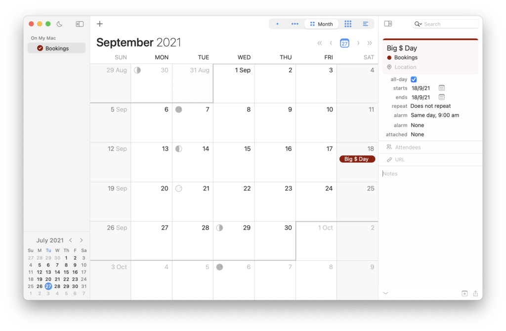 Calendar screenshot